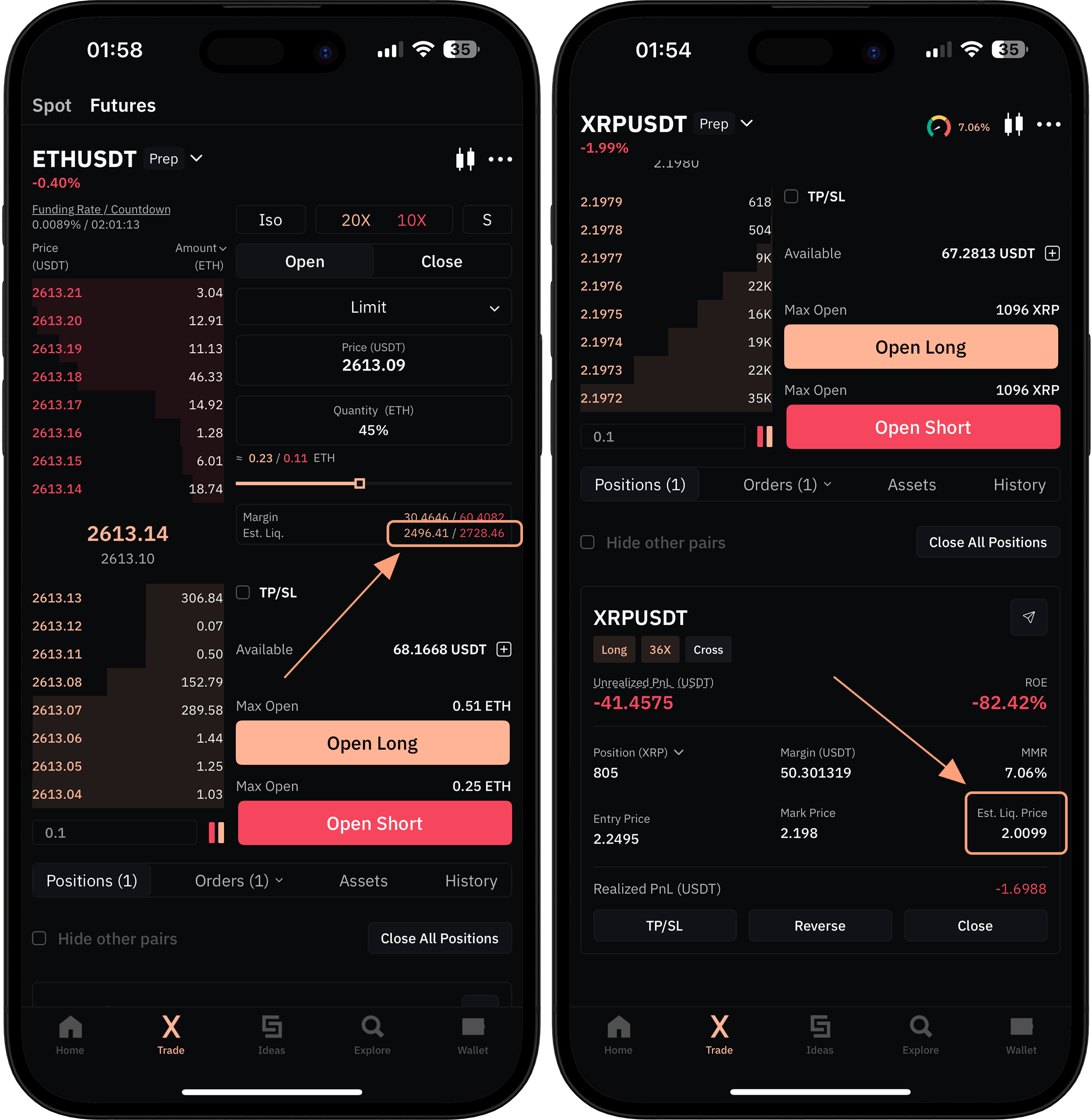SorooshX Exchange Estimated Liquidation Price