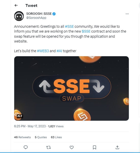 SSE | Swap | Tweet | Announcement